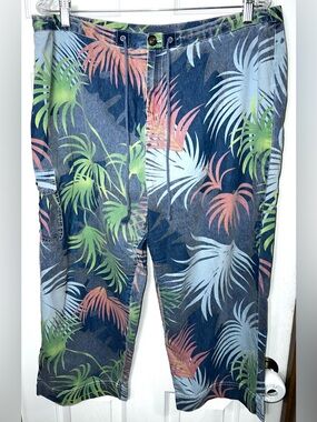 Sag Harbor Denim Capri Pants Capris Cargo Pants Tropical Print Women’s XL